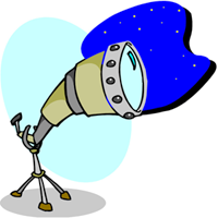 Clip art illustration of a poorly aligned telescope 