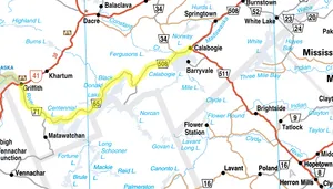 map of centennial lake road and calabogie